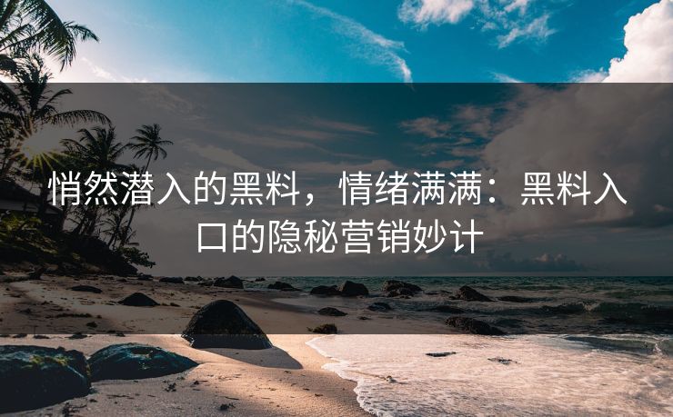 悄然潜入的黑料，情绪满满：黑料入口的隐秘营销妙计