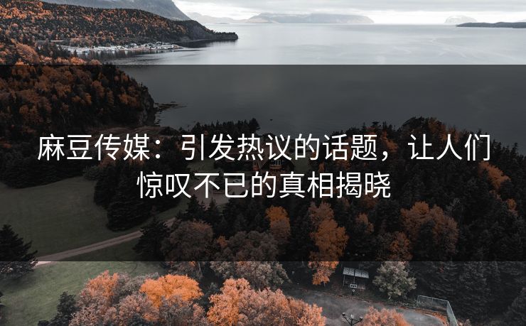 麻豆传媒：引发热议的话题，让人们惊叹不已的真相揭晓