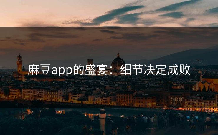 麻豆app的盛宴:细节决定成败
