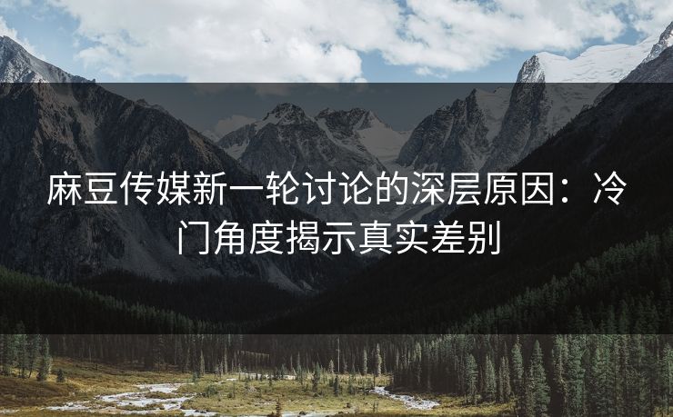 麻豆传媒新一轮讨论的深层原因：冷门角度揭示真实差别